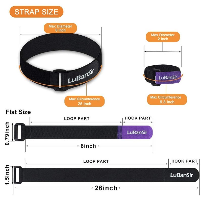 LuBanSir Bike Rack Straps, 8 Pack (8" & 26") Adjustable Bike Stabilizer Straps to Keep Bike Wheel from Spinning - Image 4